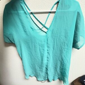 BKE Turquoise V-Neck Blouse